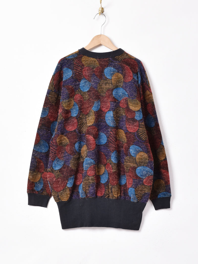 総柄 リブトップス