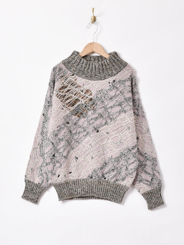 イタリア製 リブニットデザイントップス