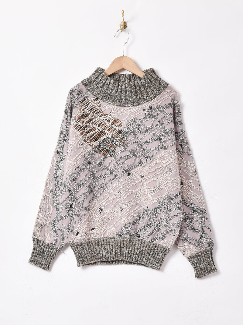 イタリア製 リブニットデザイントップス