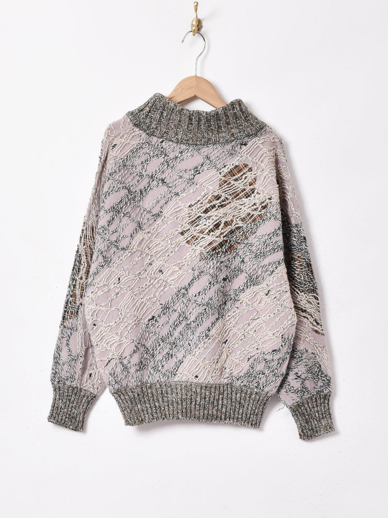 イタリア製 リブニットデザイントップス