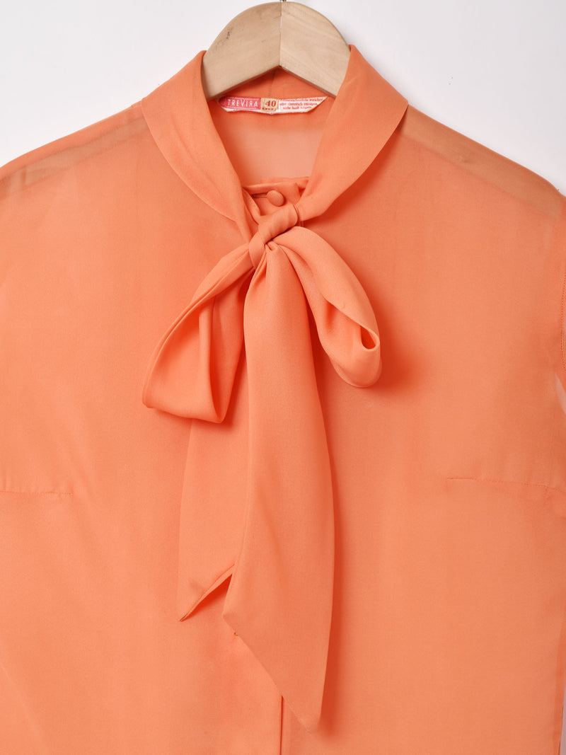 ノースリーブ ボウタイ シアーブラウス