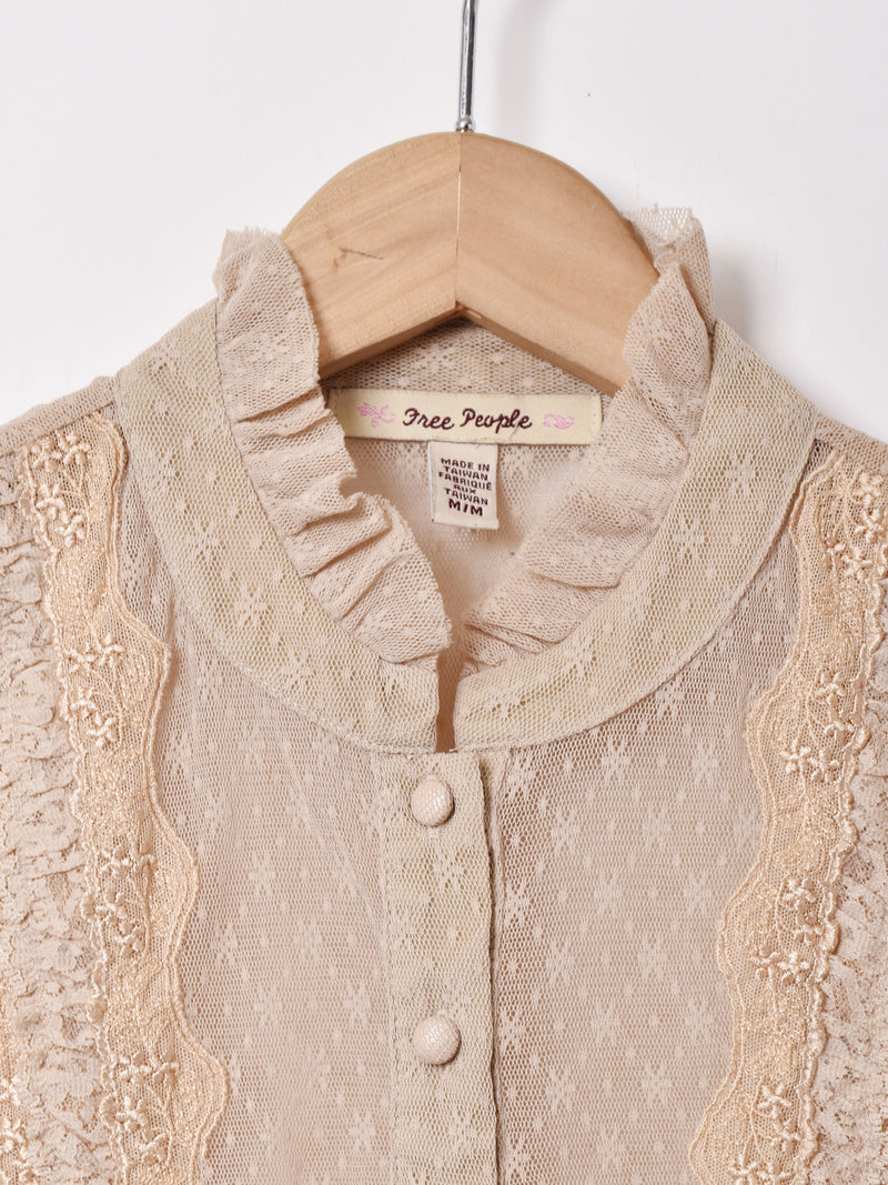 Free People 総レース スリーブレスブラウス