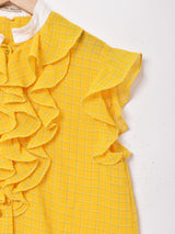 チェック柄 フリル スリーブレスブラウス