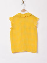 チェック柄 フリル スリーブレスブラウス