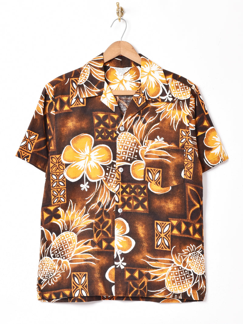 ハワイ製 花柄 ハワイアンシャツ