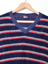 アメリカ製 ボーダー Vネックベロアトップス