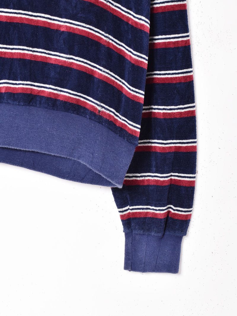 アメリカ製 ボーダー Vネックベロアトップス