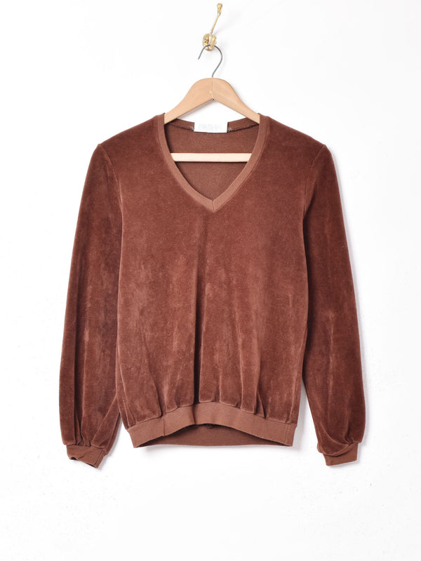 Vネック ベロアトップス