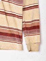 アメリカ製 ボーダ— 襟付きベロアトップス