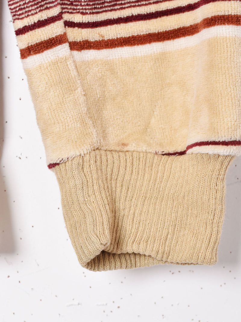 アメリカ製 ボーダ— 襟付きベロアトップス