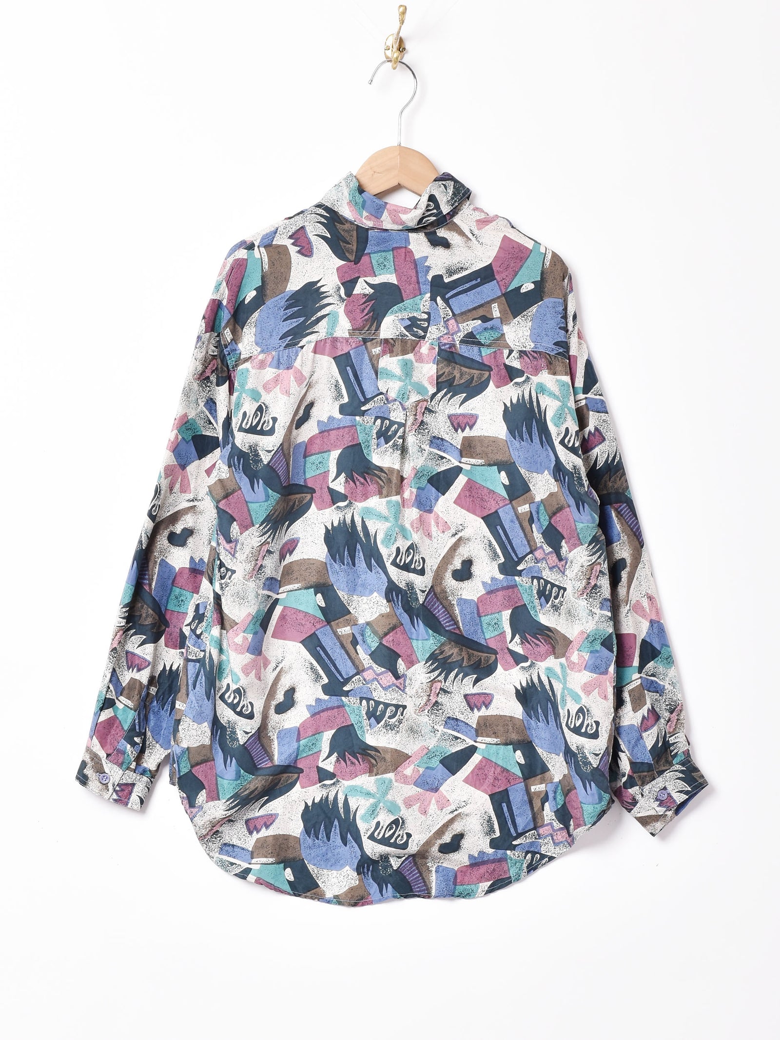 Kozaburo シルク　総柄　シャツ 総柄 長袖シルクシャツ – 古着屋Top of the Hillのネット通販サイト