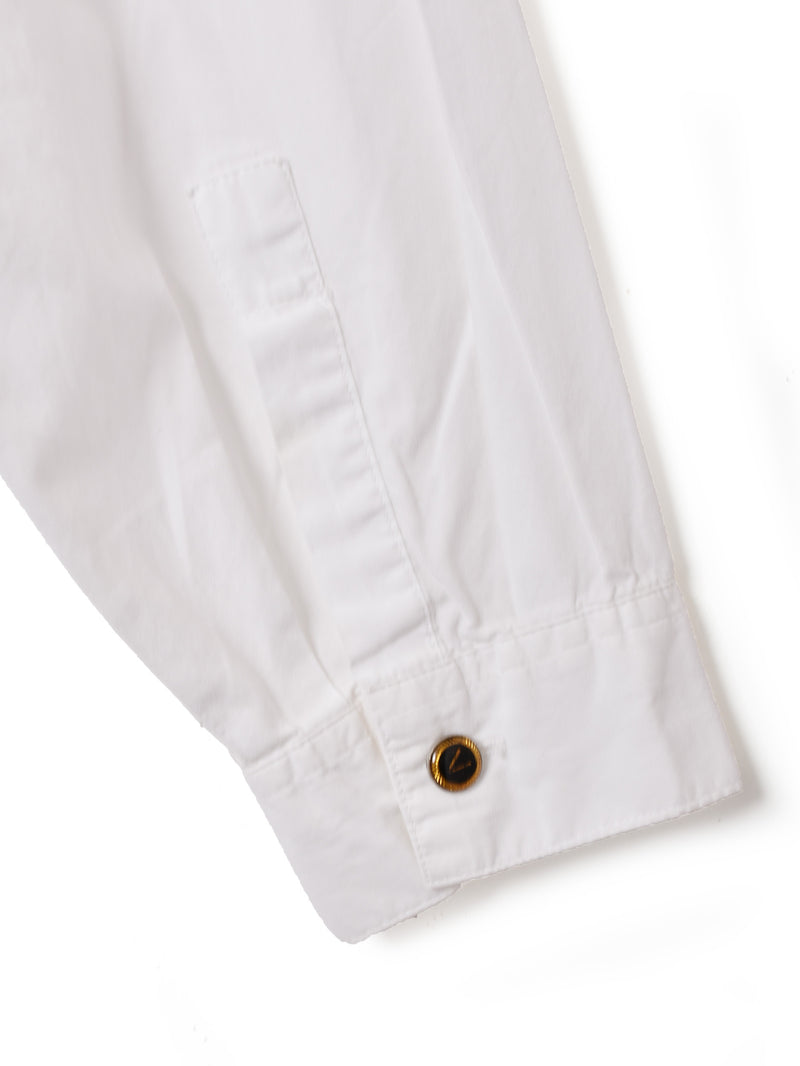 スタンドカラー 刺繍 ダブルボタン 長袖シャツ