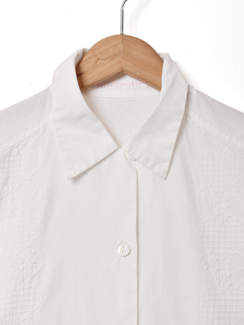 イタリア製 刺繍 長袖 オープンカラーシャツ