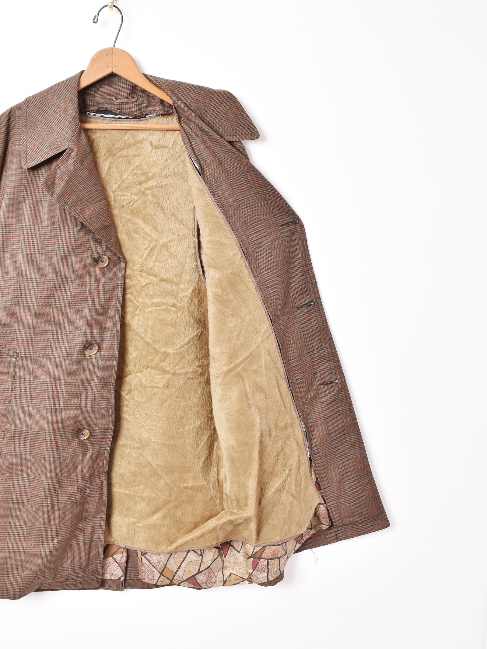 グレンチェック柄 ステンカラーコート – 古着屋Top of the Hillの