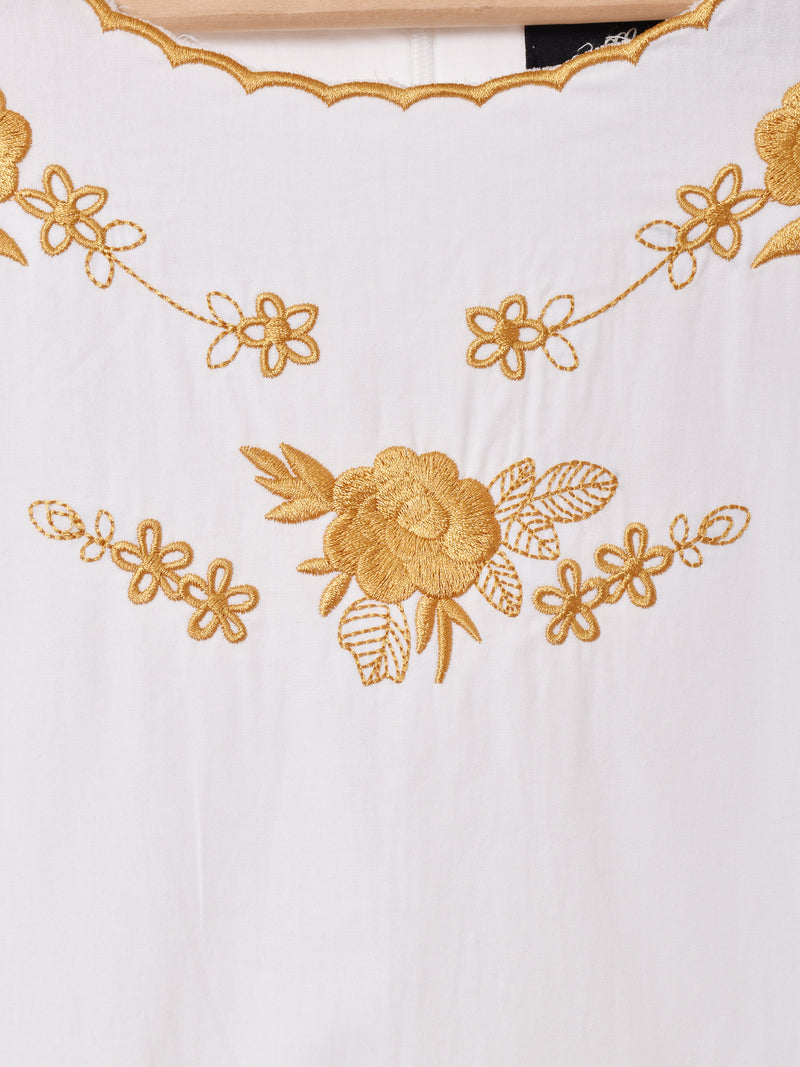 Meridianゴールド刺繍 半袖ワンピース