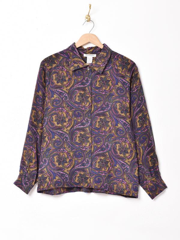 ペイズリー柄 シルクシャツ