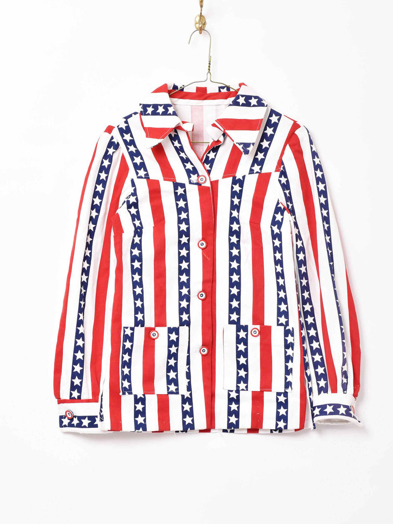アメリカ国旗デザイン シャツジャケット ハンドメイド